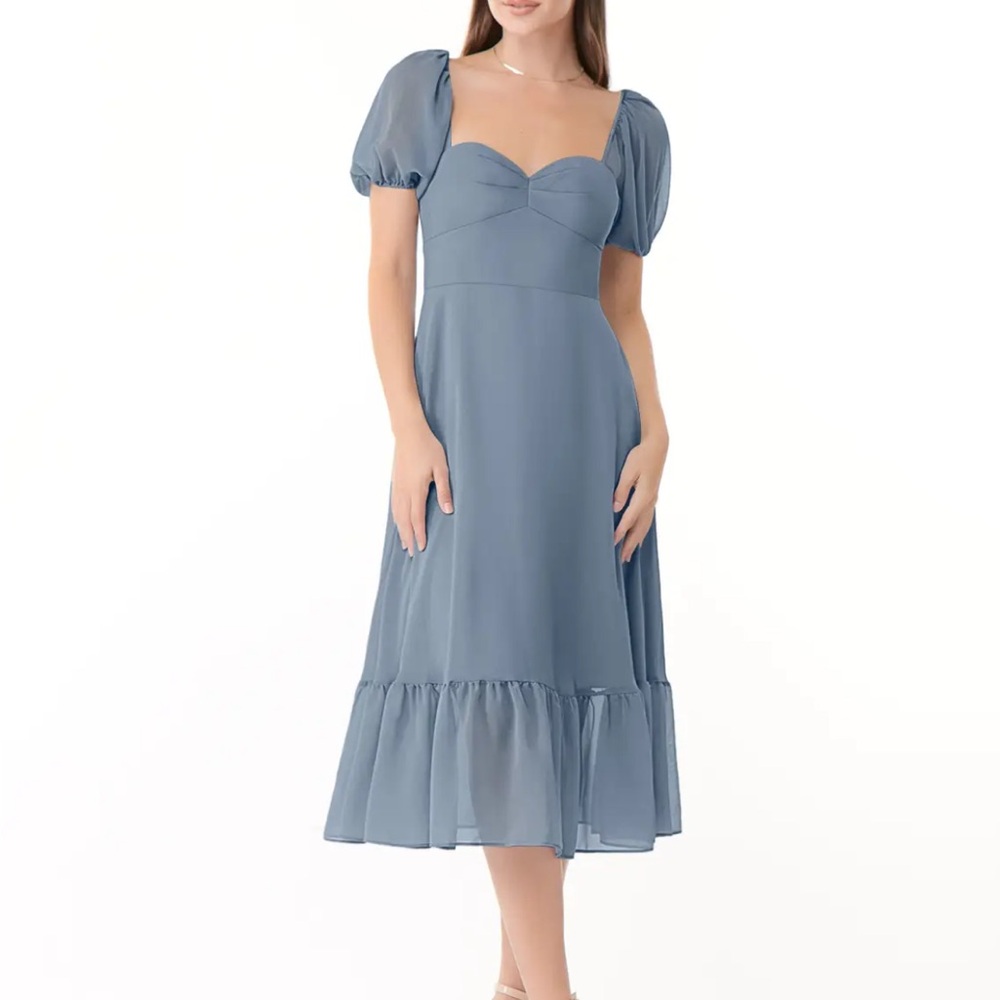Azazie Twilight Blue "Baby" Midi Dress